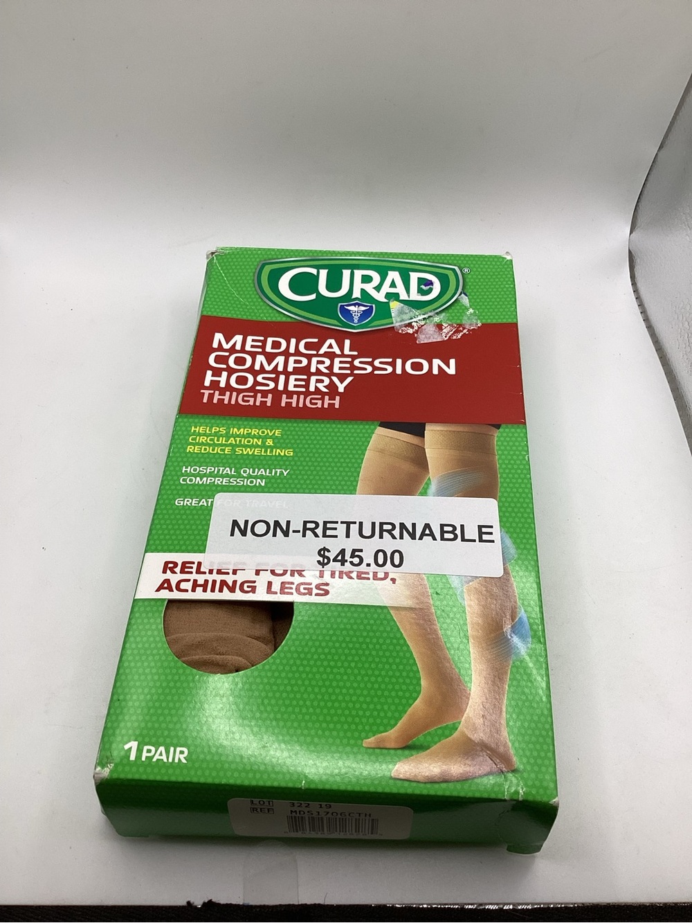 Cured Medical Compression Thigh High Hosiery - Beige 15-20 mmHg sz C